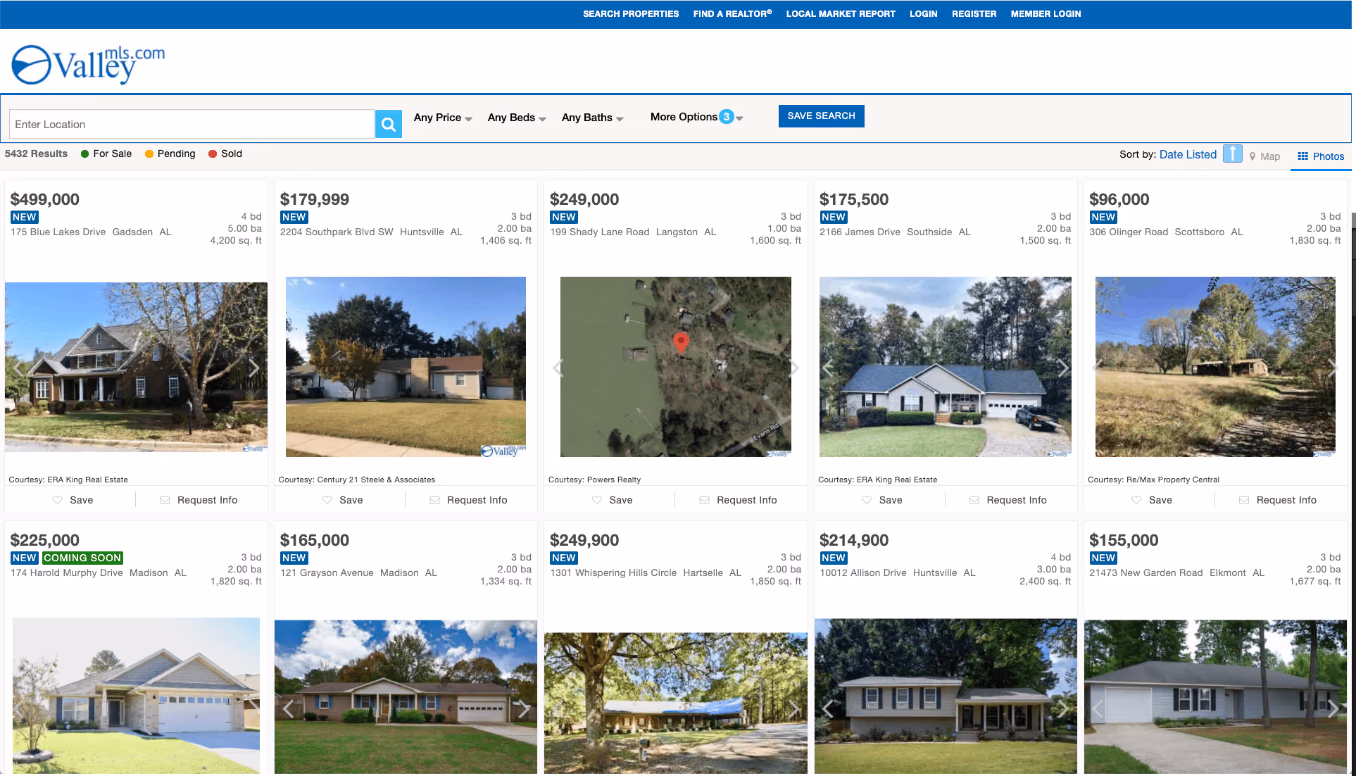 ValleyMLS search properties screenshot
